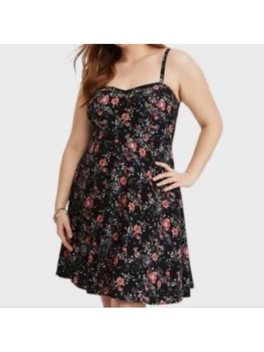 Floral Black & Pink Slip Dress with Adjustable Straps